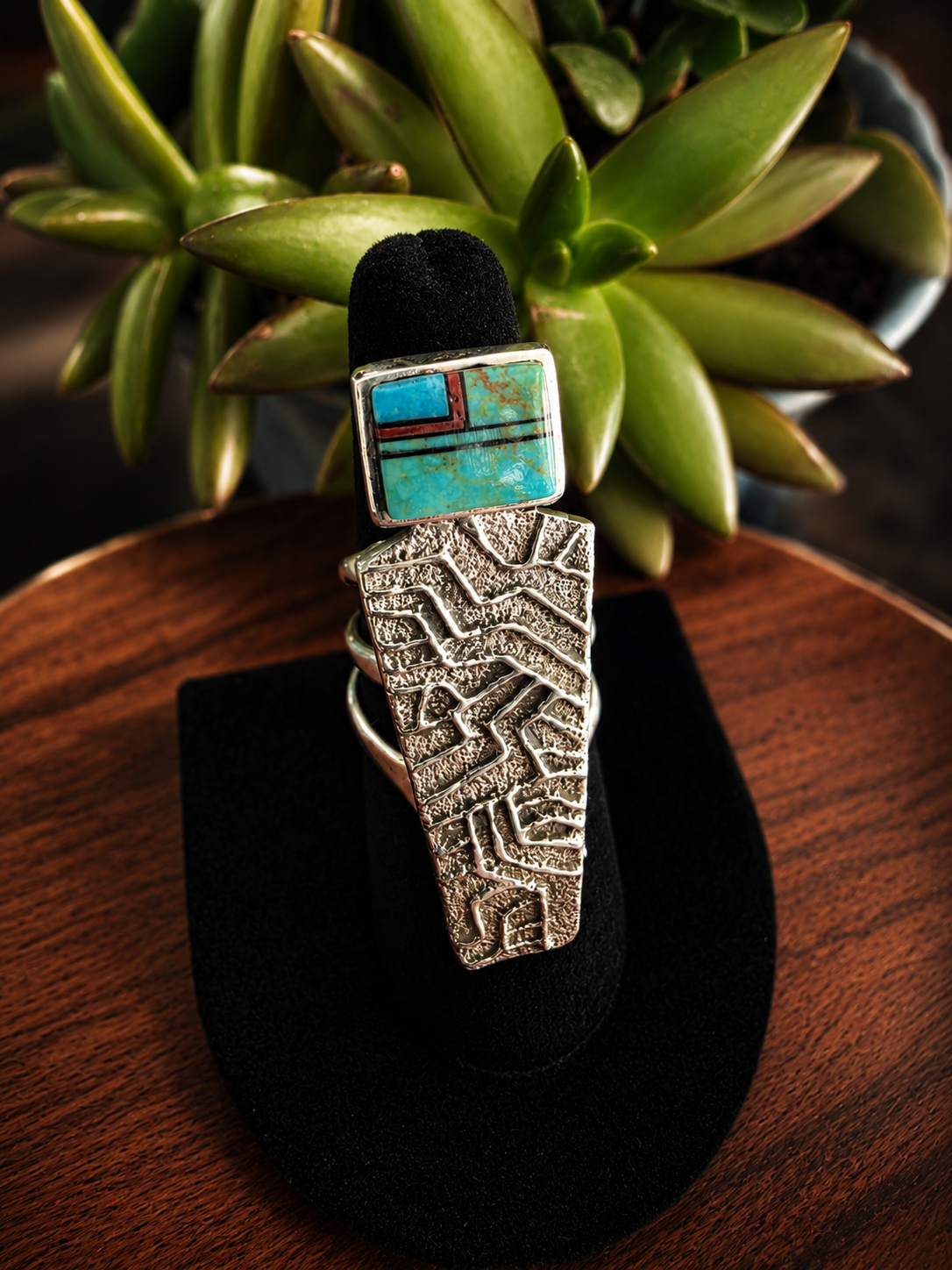 Sterling Silver Multi Stone Inlay Ring