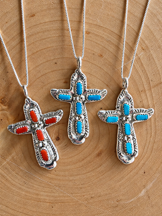 Zuni Western Grace Cross Pendant Necklace