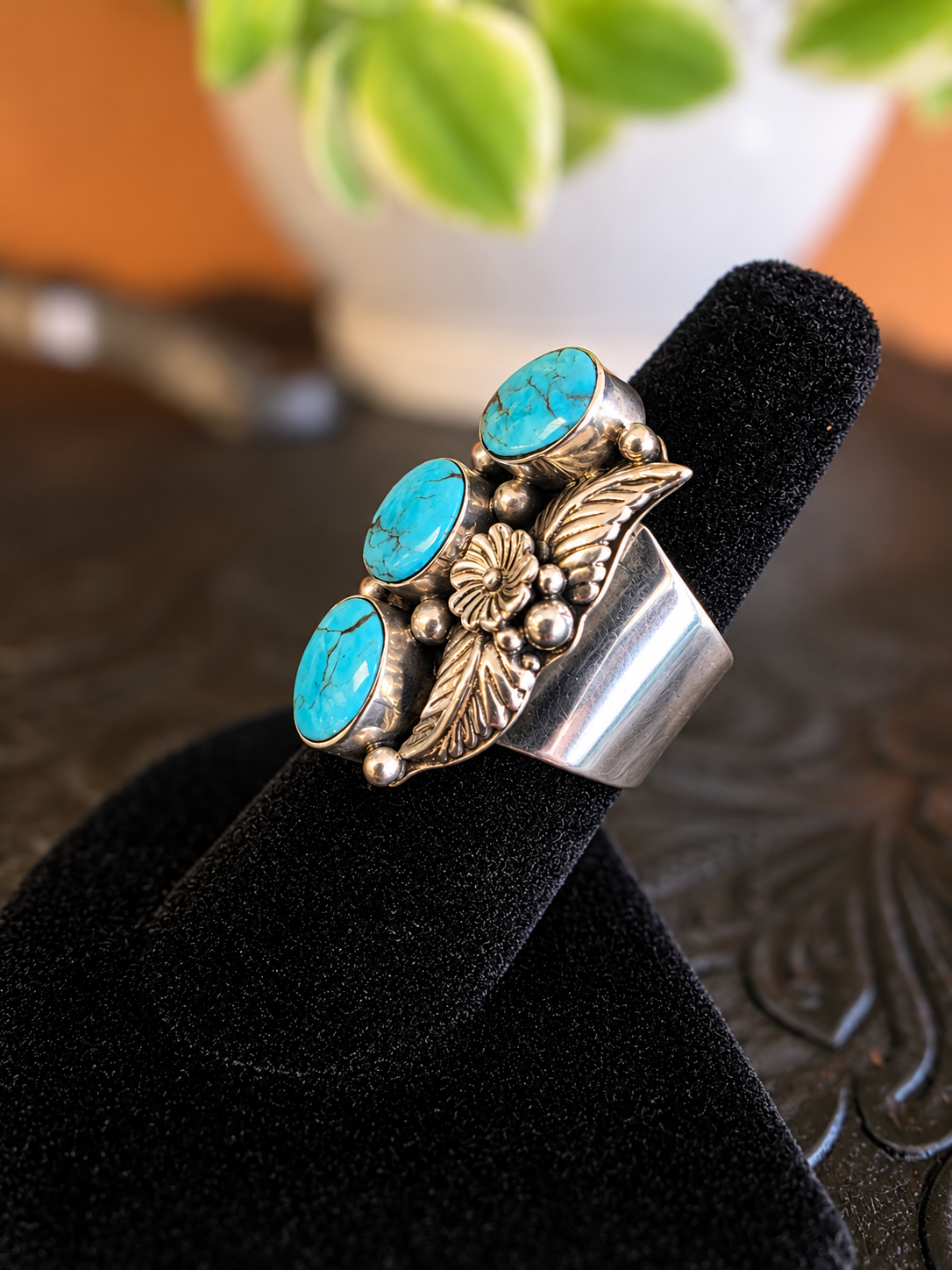 3-Stone Kingman Floral Ring