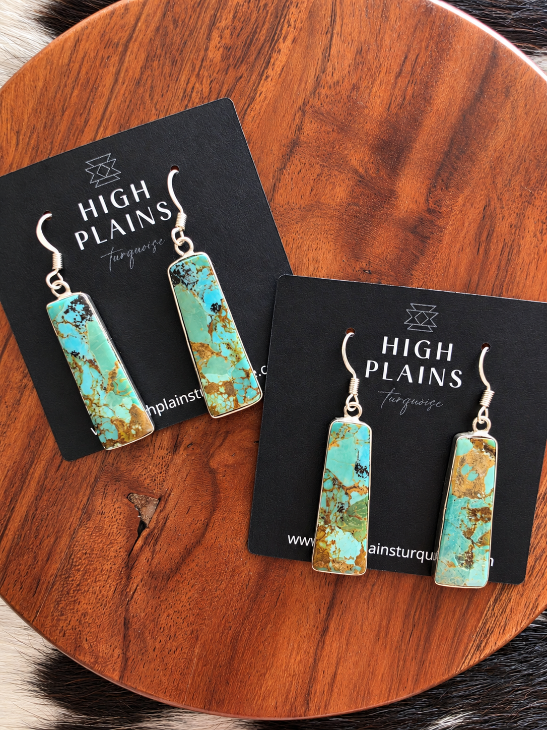 Santo Domingo Sterling Wrapped Turquoise Slab Earrings