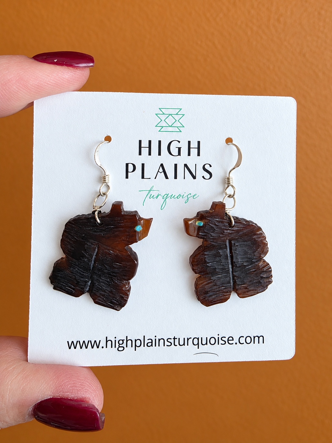 Zuni Carved Penshell Bear Earrings