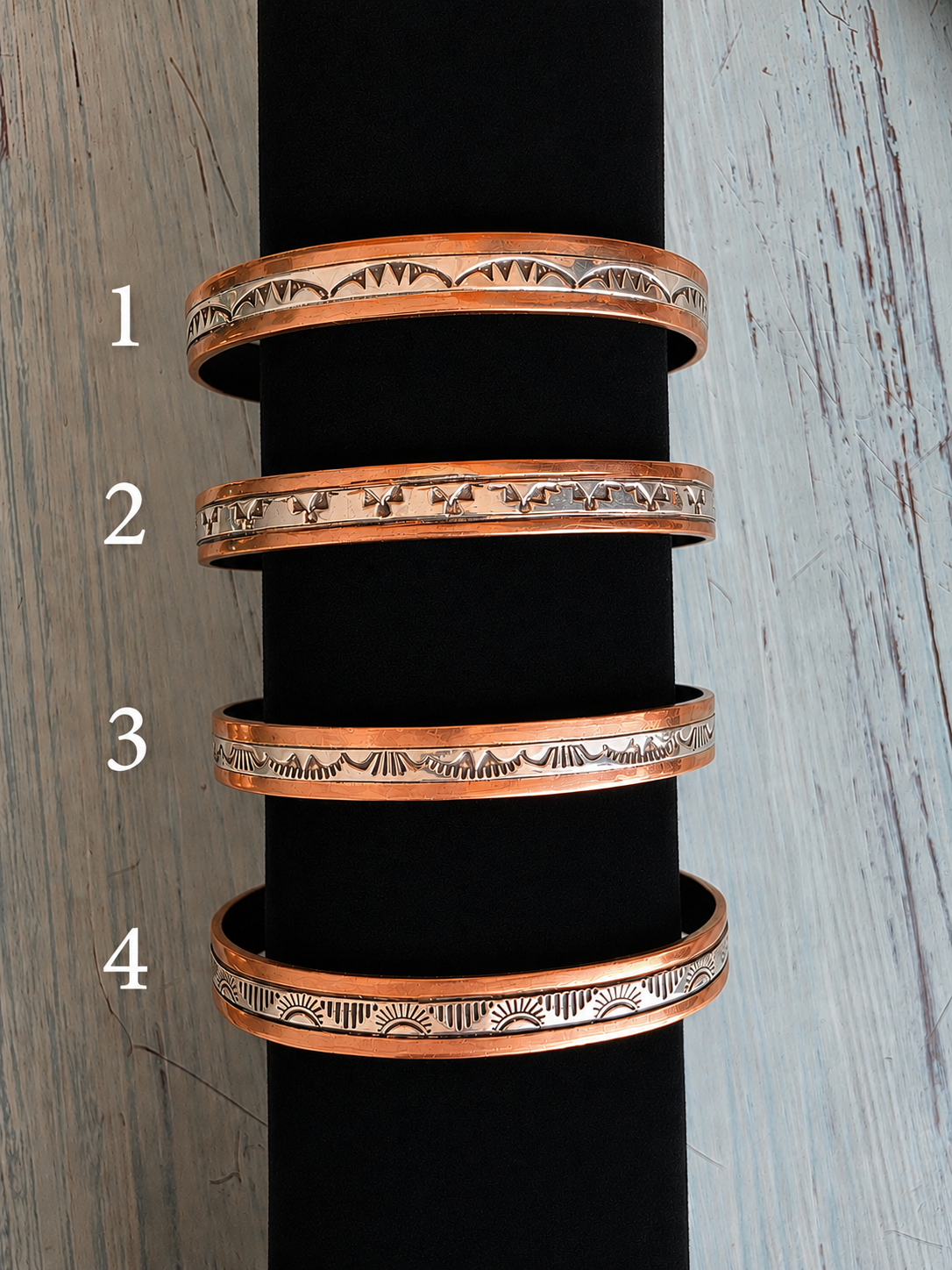 Navajo Copper Hand Stamped Sterling Silver Cuff