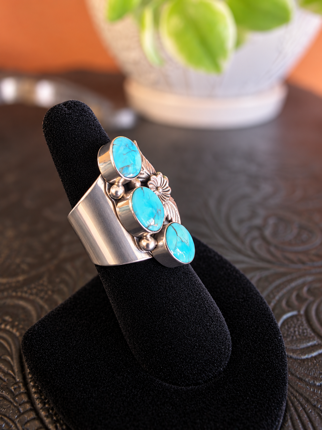 3-Stone Kingman Floral Ring
