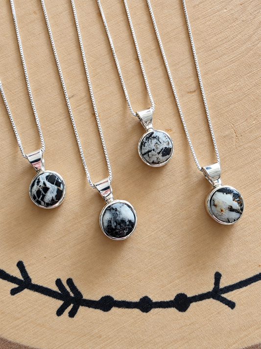 White Buffalo Round Pendant Necklace
