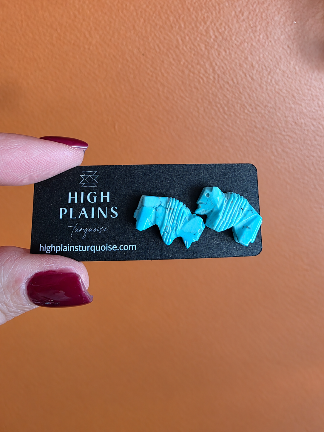 Carved Turquoise Buffalo Earrings