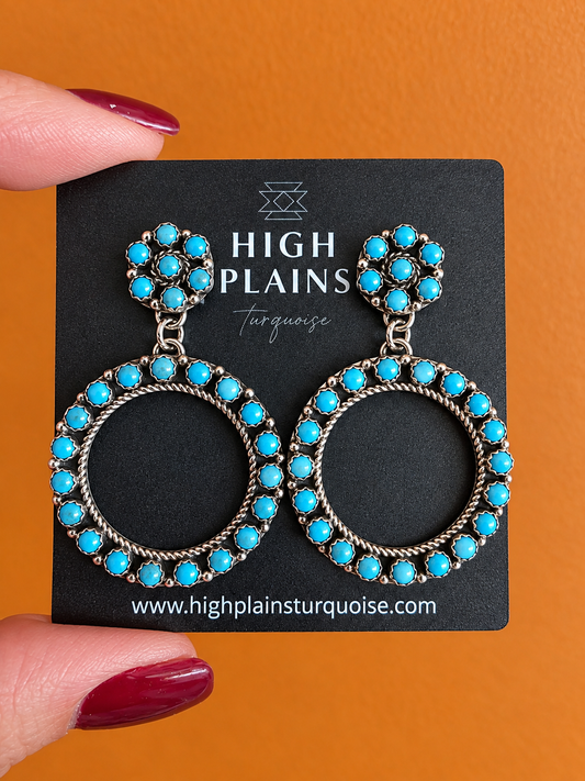 Zuni Sleeping Beauty Turquoise Halo Earrings