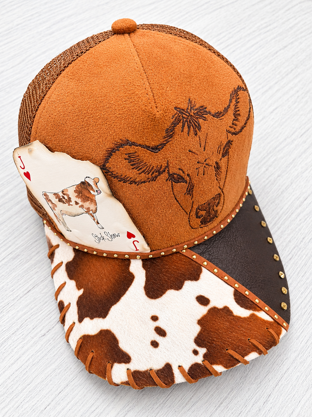 Stock Show Cowhide Trucker Hat