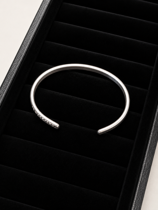 Elaine Tahe Stamped Sterling Flat Stock Stacker Cuff