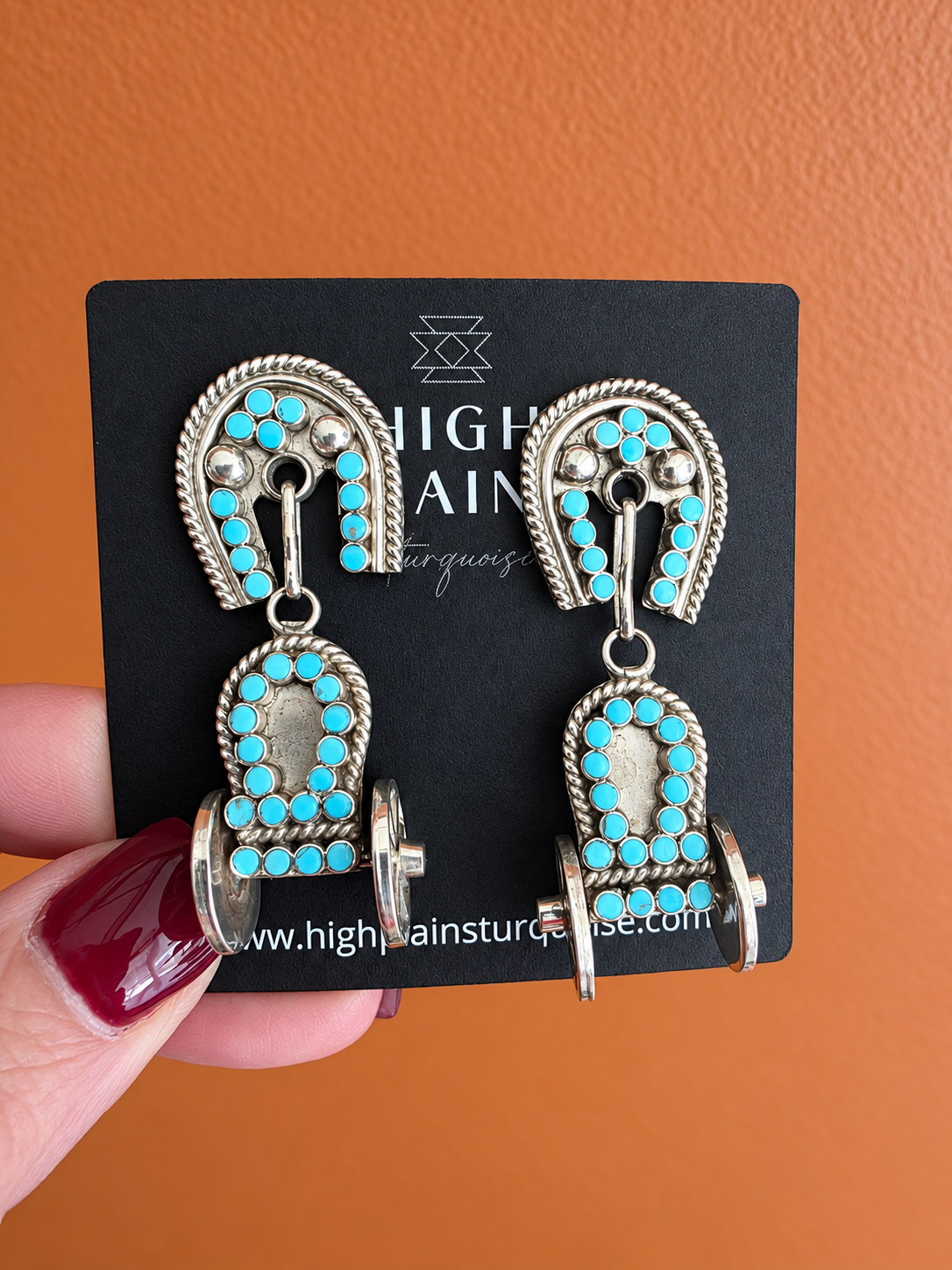 Zuni Turquoise Covered Wagon Statement Earrings