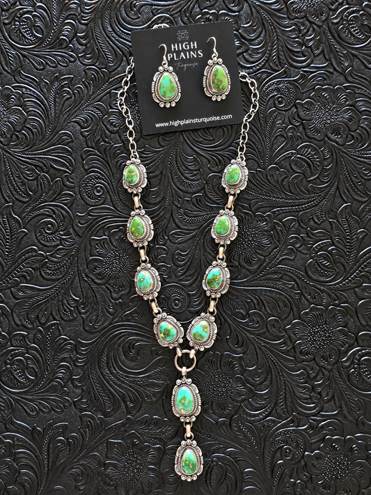 Melvin Francis Sonoran Gold Turquoise Lariat Necklace Set