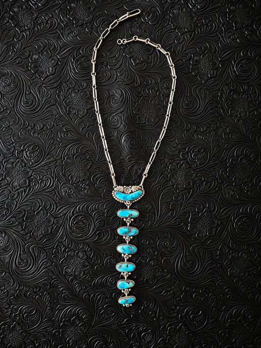 7-Stone Sleeping Beauty Cascade Necklace