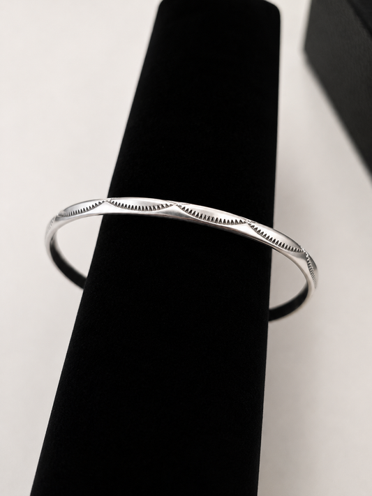 Tahe Sterling Silver Stamped Tri Wire Stacker Cuff