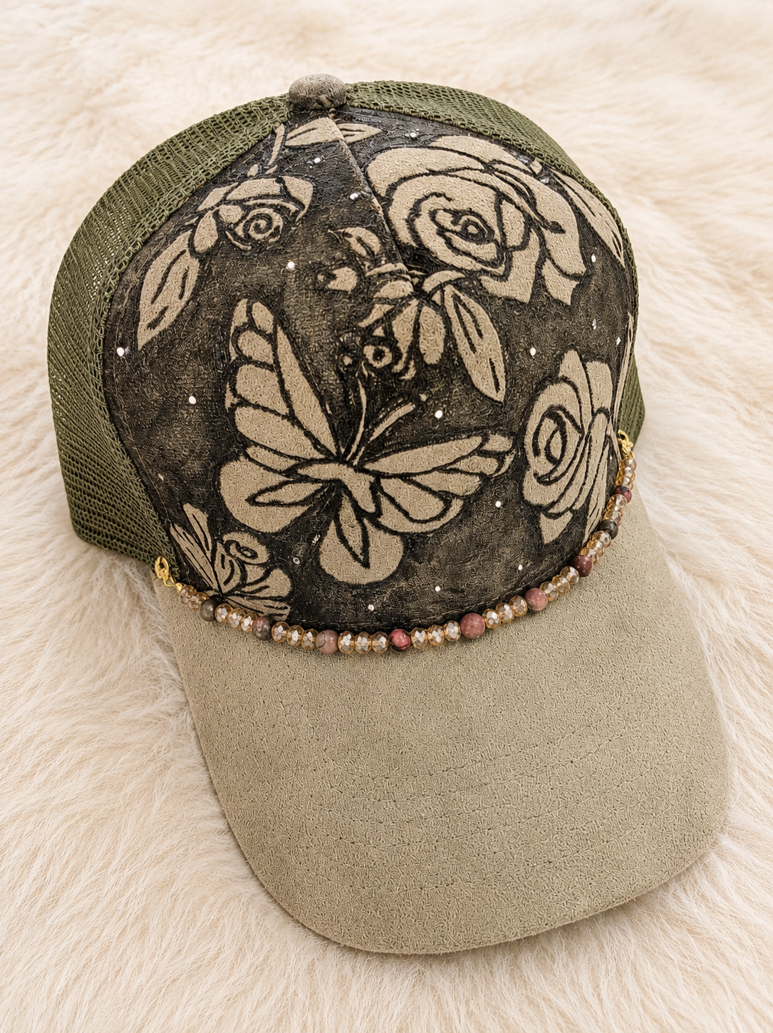 Wild Rose Butterfly Trucker Hat