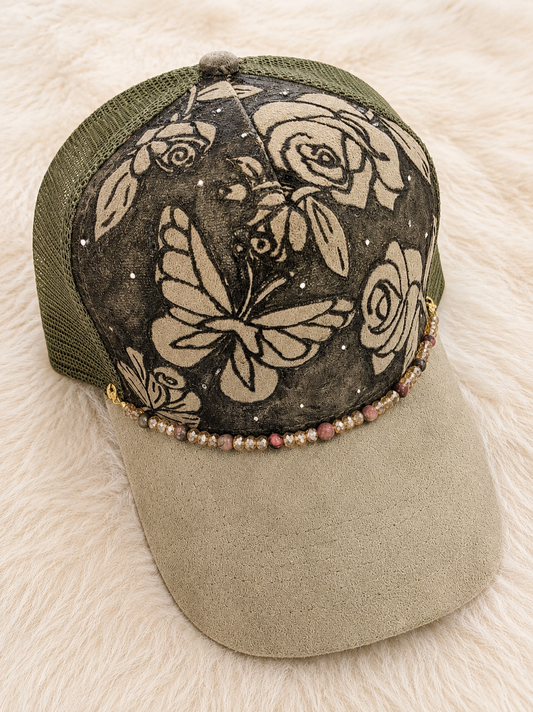 Wild Rose Butterfly Trucker Hat