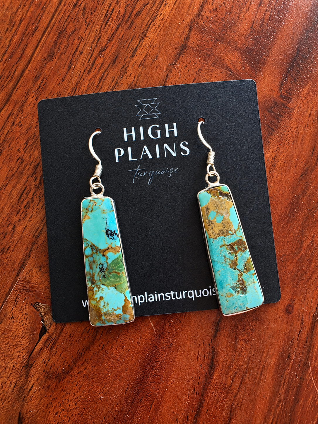 Santo Domingo Sterling Wrapped Turquoise Slab Earrings