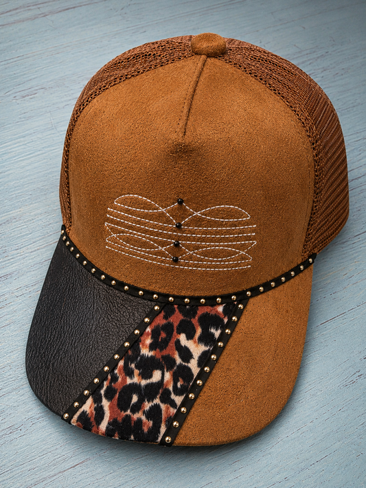 Boot Stitch Leopard Trucker Hat
