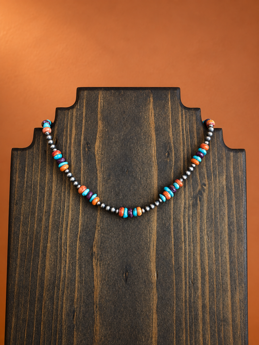 Colorburst Multi-Stone Sterling Bead Necklace