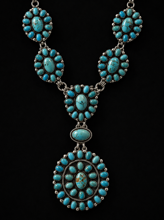 Paul Livingston Lone Mountain Turquoise Cluster Statement Necklace