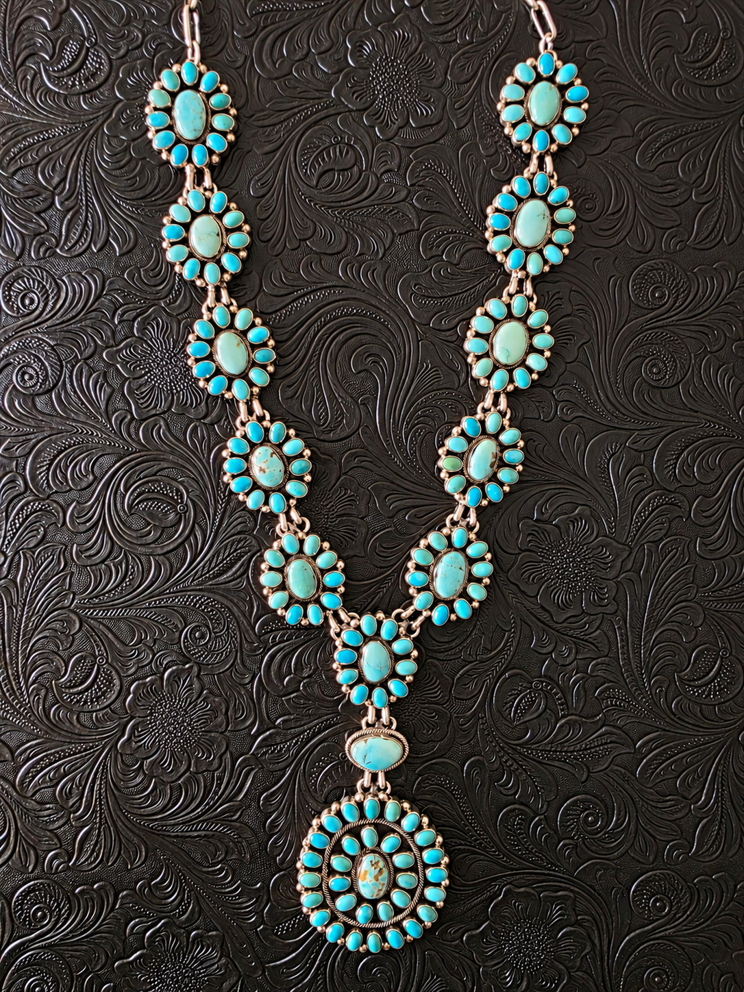 Paul Livingston Lone Mountain Turquoise Cluster Statement Necklace