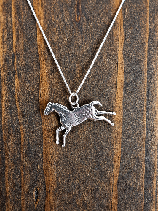 Sterling Silver Ledger Horse Necklace