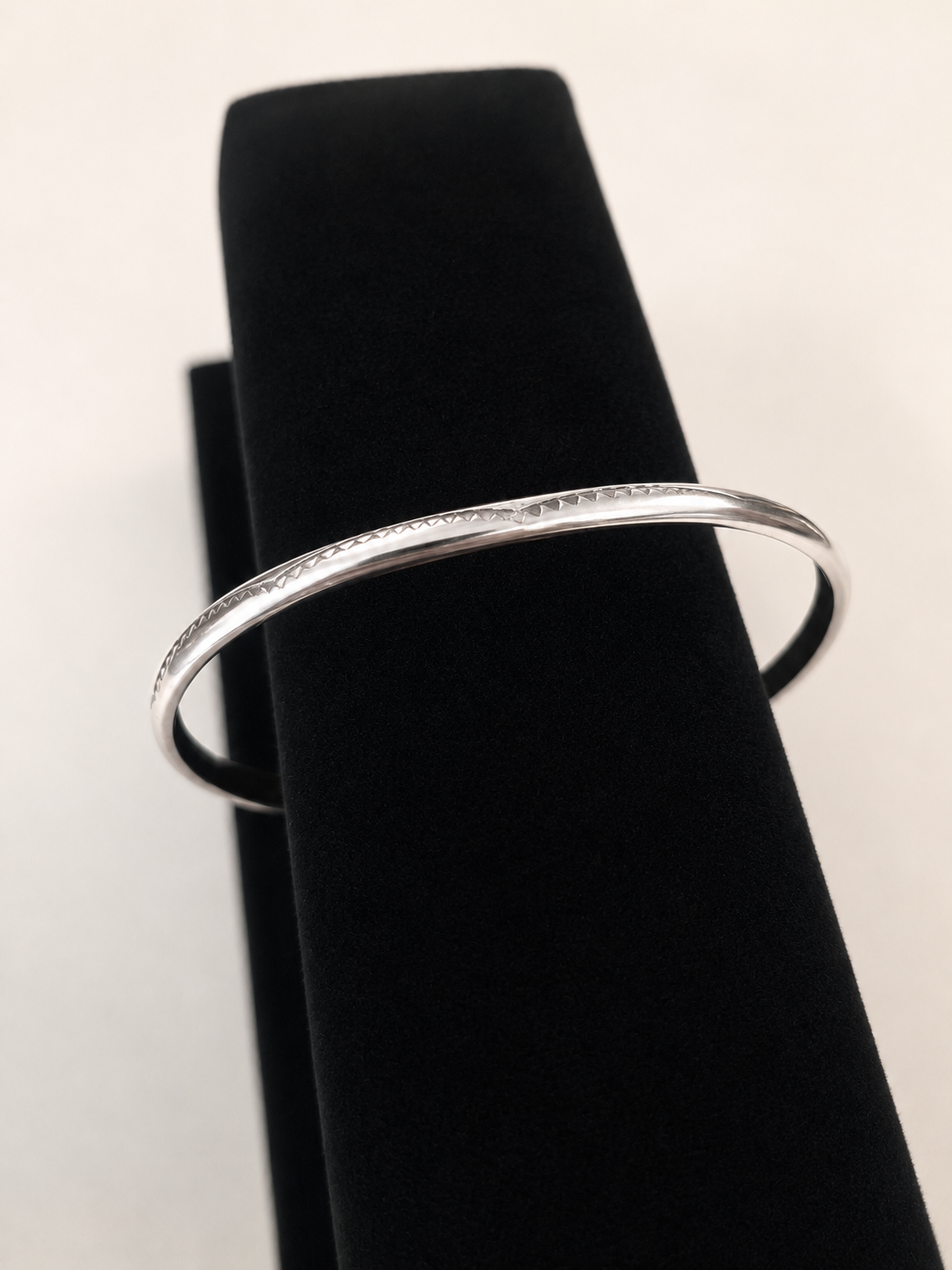 Tahe Sterling Silver Stamped 4mm Half Round Stacker Cuff