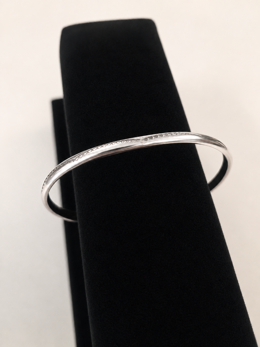 Tahe Sterling Silver Stamped 4mm Half Round Stacker Cuff