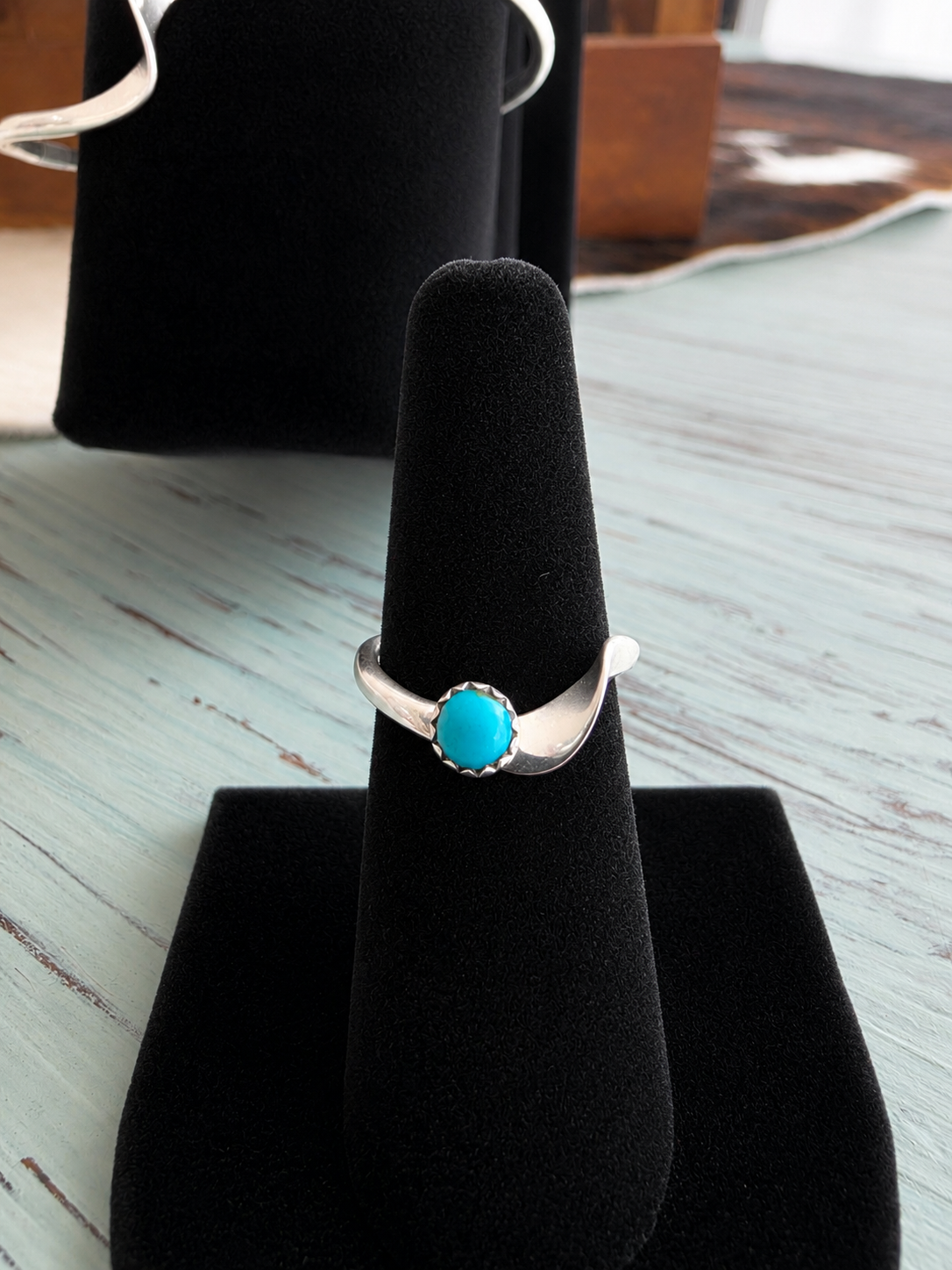 Sterling Silver Kingman Turquoise Wave Ring