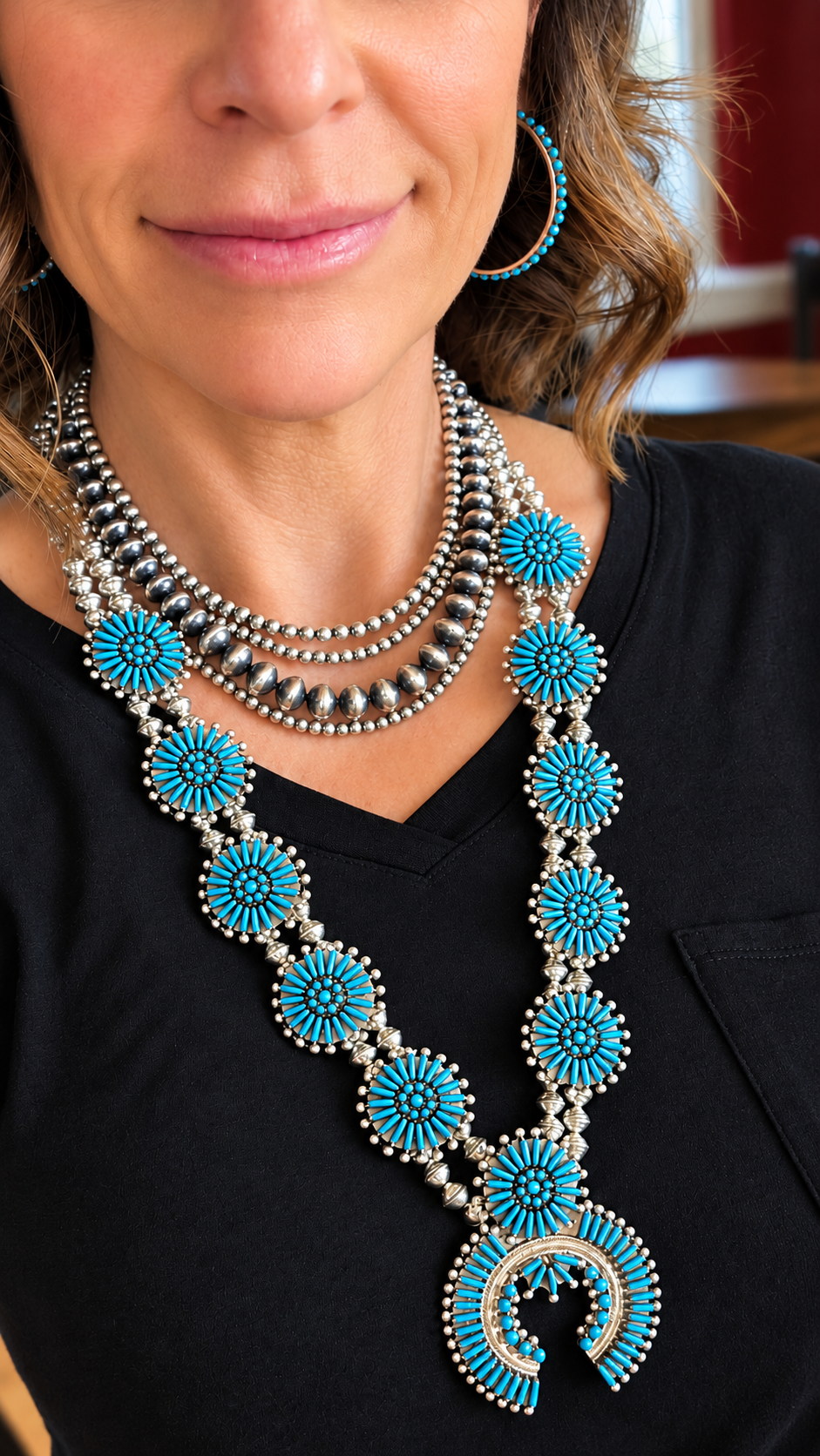 Zuni Sleeping Beauty Turquoise Squash Set