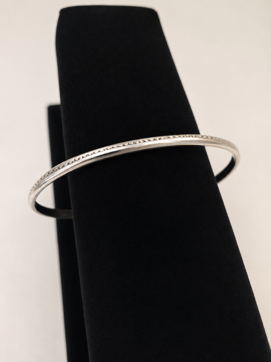 Tahe Sterling Silver Stamped 3mm Half Round Stacker Cuff