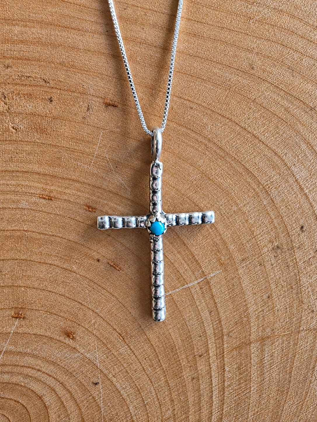 Little Blue Blessings Cross Pendant Necklace