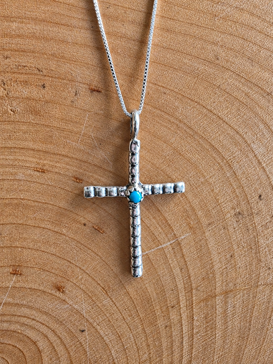 Little Blue Blessings Cross Pendant Necklace