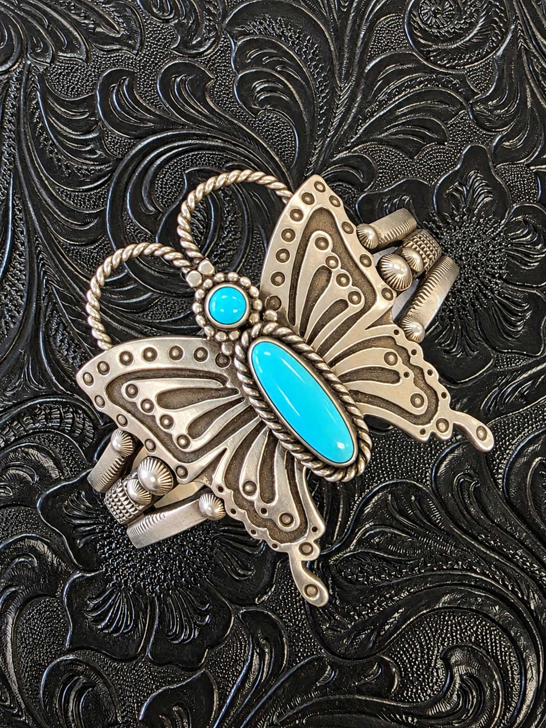 Herman Smith Kingman Turquoise Butterfly Cuff