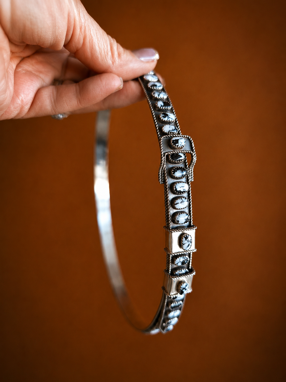 James Freeland Multi-Stone Sterling Silver Adjustable Hat Band