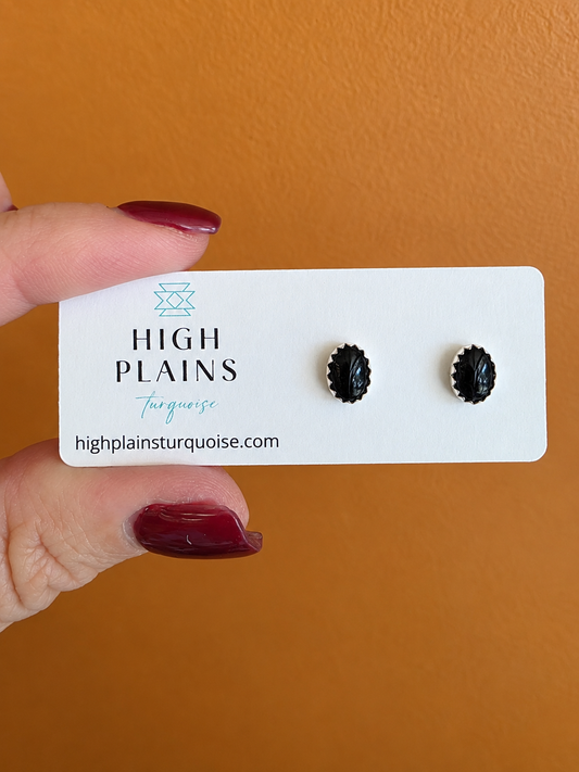 Black Onyx Oval Studs