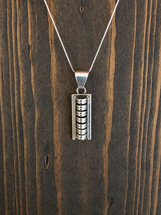 Sterling Silver Ribbed Cable Pendant Necklace