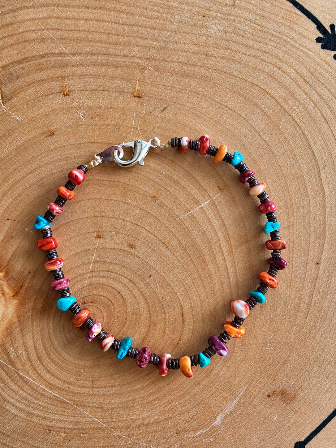 Natural Multi Stone Heishi Bracelet - 8.5"