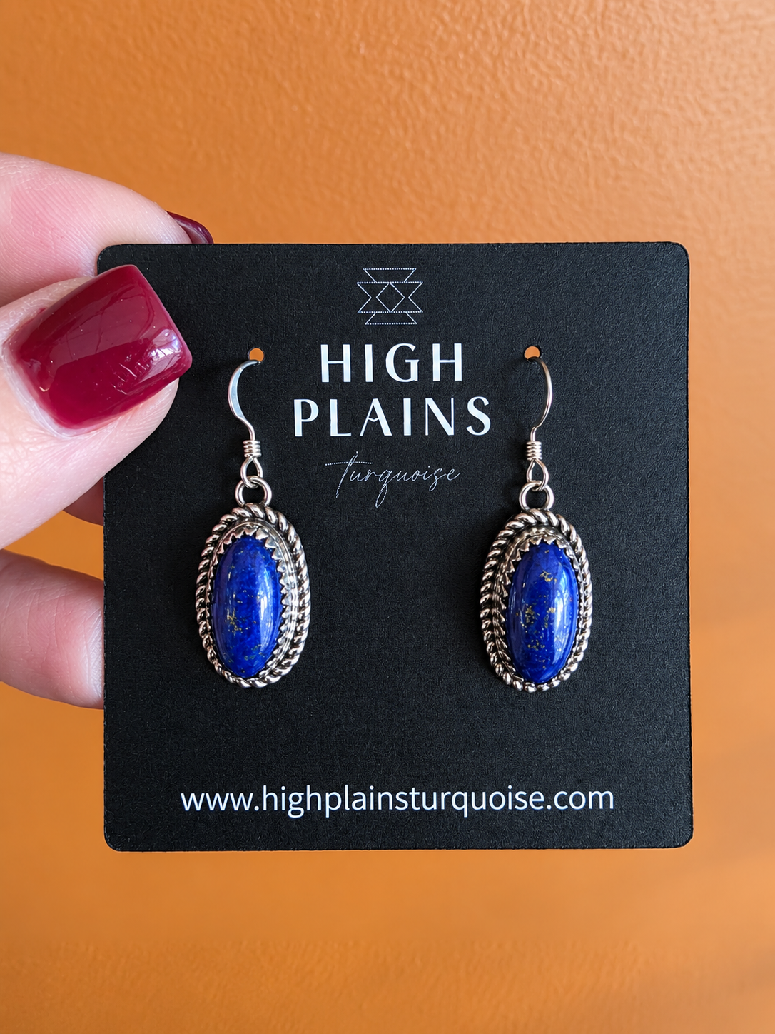 Midnight Lapis Oval Drop Earrings