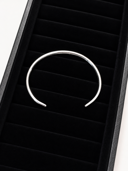 Tahe Sterling Silver Stamped Half Round Stacker Cuff