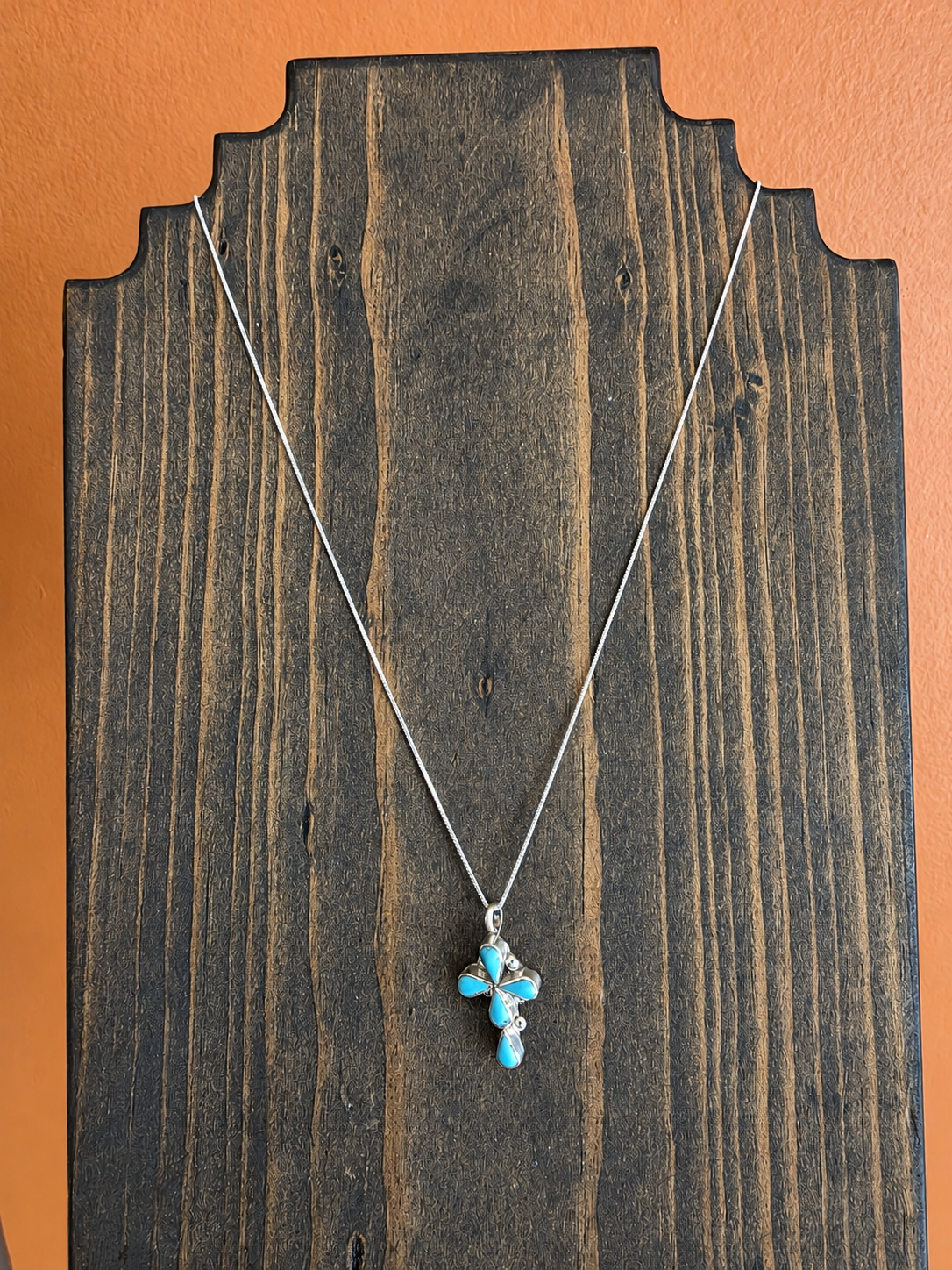 Turquoise Petal Cross Pendant Necklace