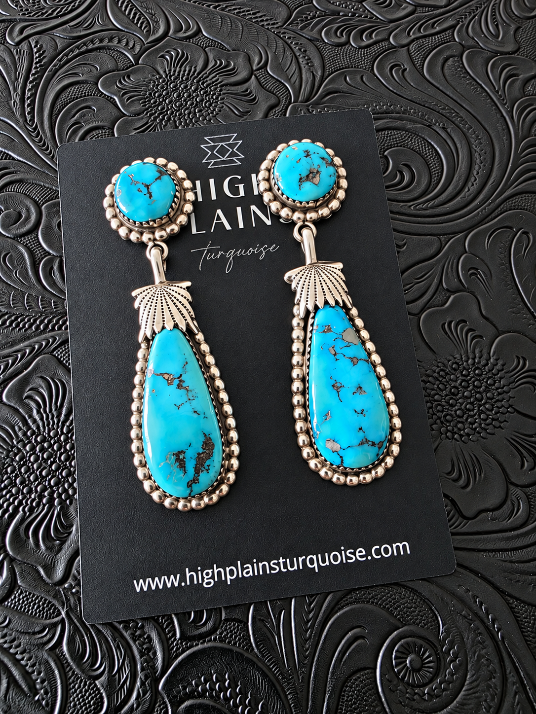Zuni Sleeping Beauty Turquoise Statement Earrings