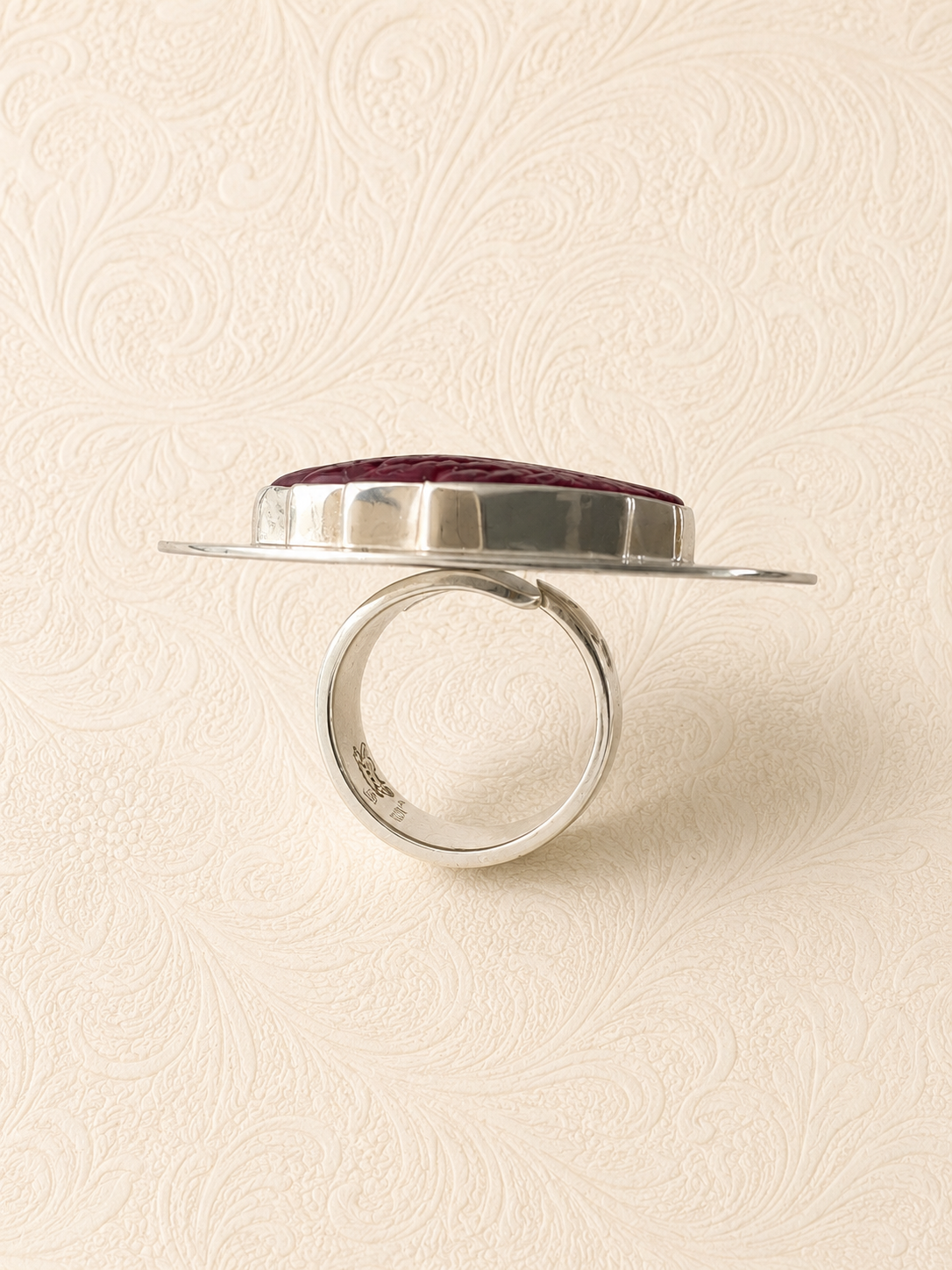 Purple Spiny Headdress Adjustable Sterling Silver Ring