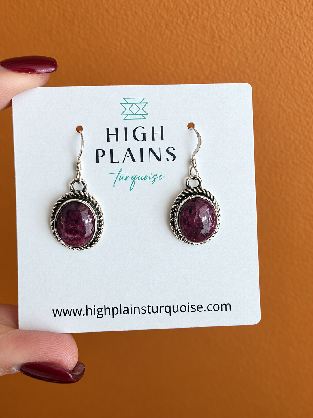 Purple Spiny Sterling Rope Border Earrings