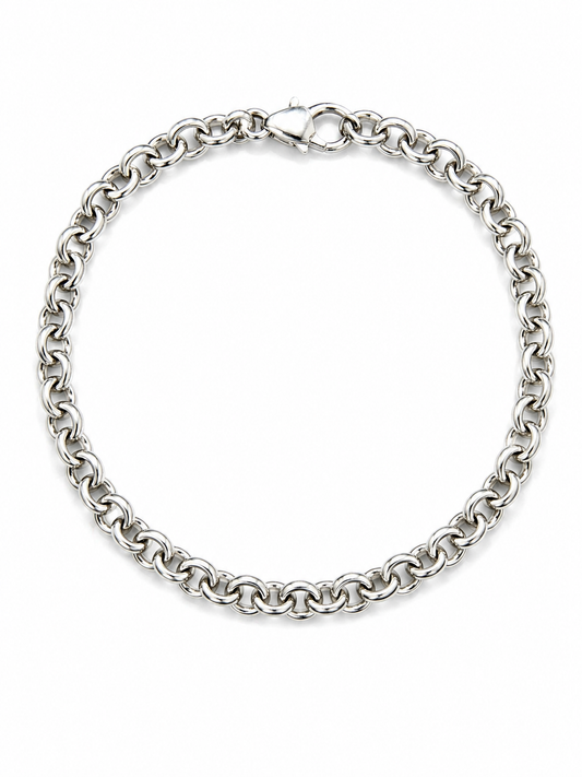 Sterling Silver Light Rolo Link Charm Bracelet