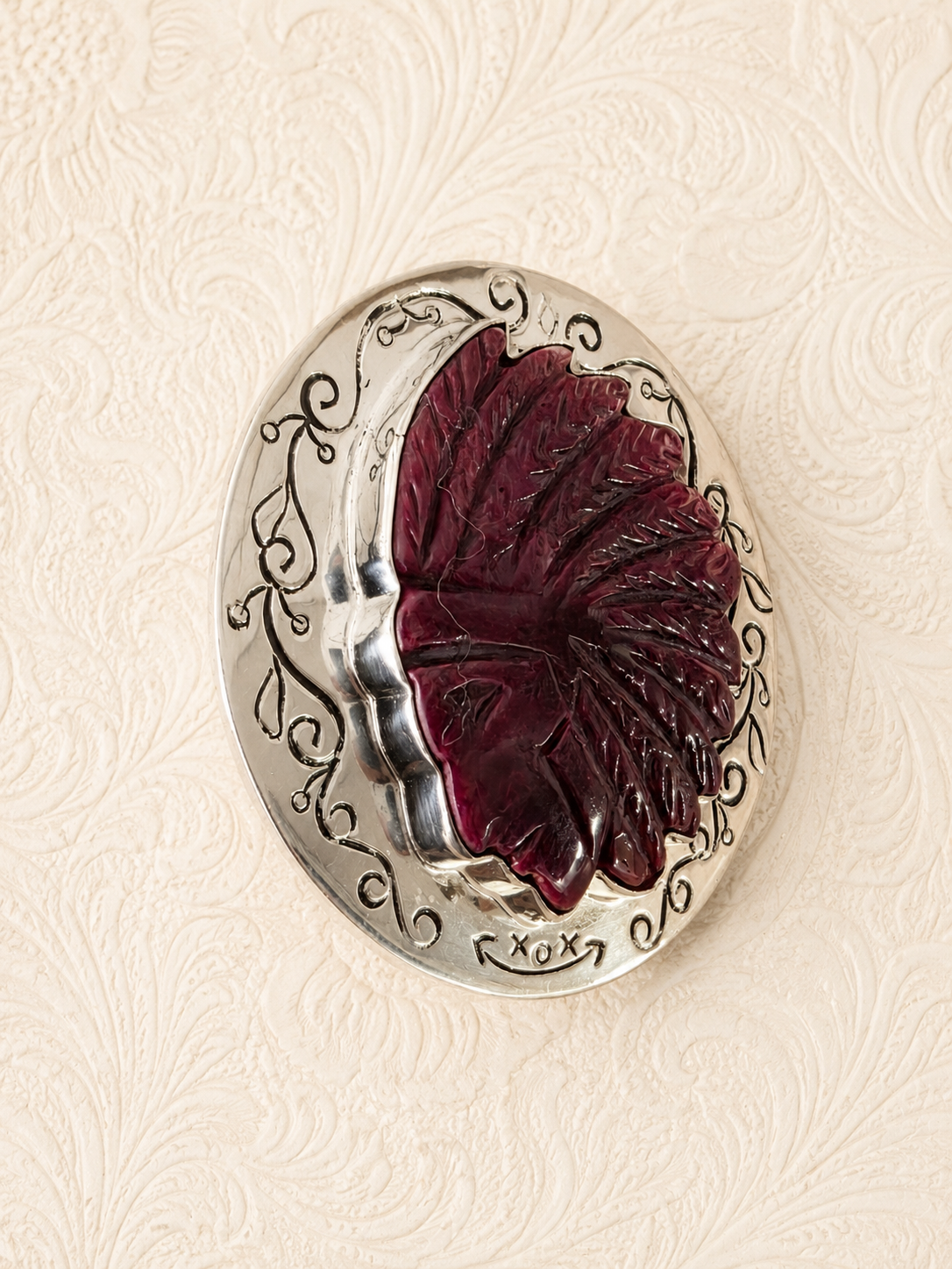 Purple Spiny Headdress Adjustable Sterling Silver Ring