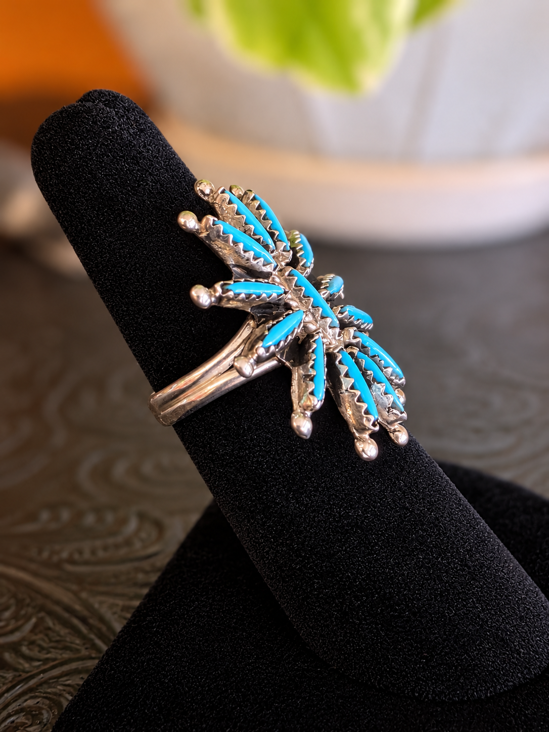 Zuni Needlepoint Sleeping Beauty Turquoise Ring