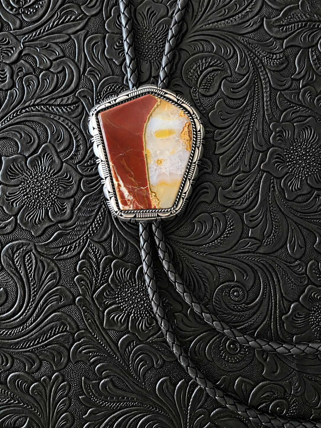 Red Desert Boulder Opal Bolo Tie