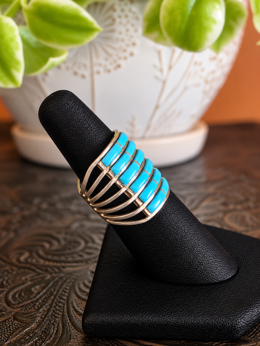 Kingman Turquoise Inlay Band Ring