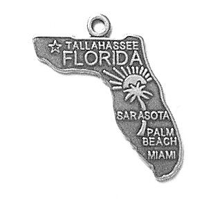 Sterling Silver Florida State Pendant Necklace - 18"