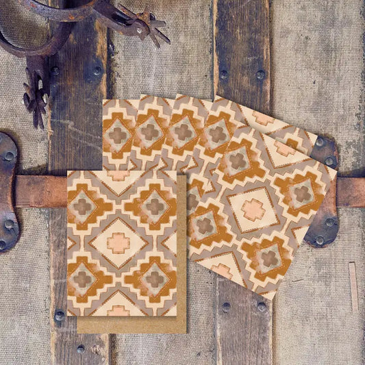 Mini Western Neutral Geometric Cowgirl Vintage Card Set