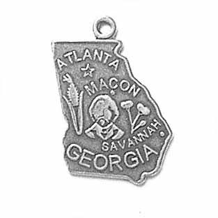 Sterling Silver Georgia State Pendant Necklace - 18"